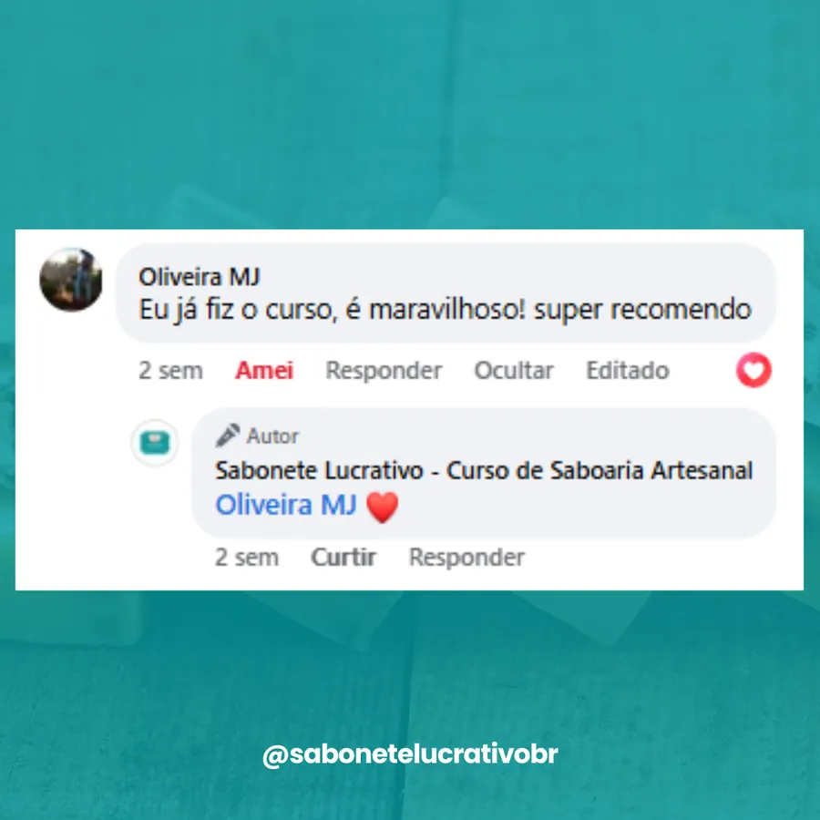 Depoimento real de aluna do Curso de Saboaria Artesanal 2