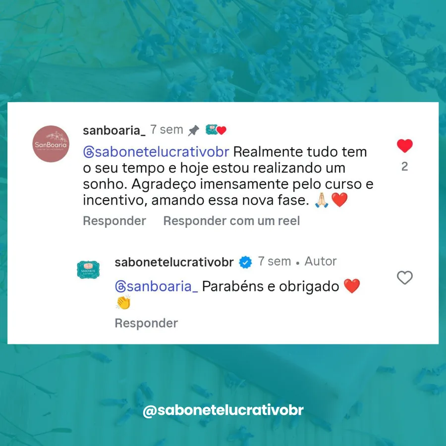 Depoimento real de aluna do Curso de Saboaria Artesanal 3