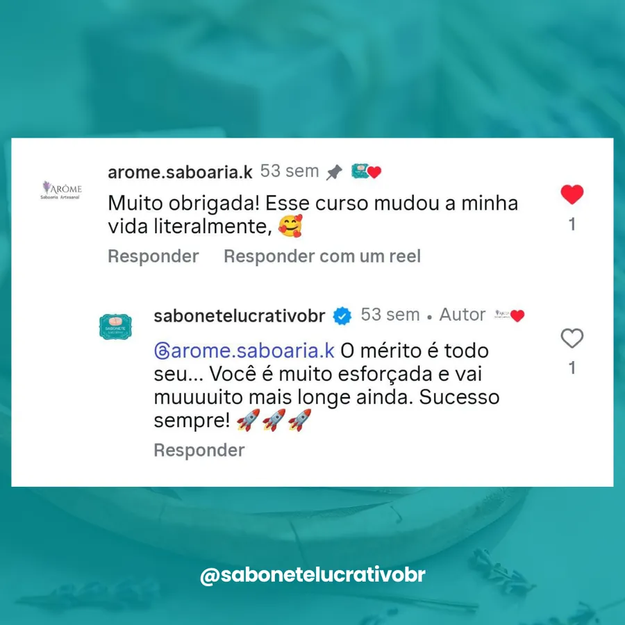 Depoimento real de aluna do Curso de Saboaria Artesanal 8
